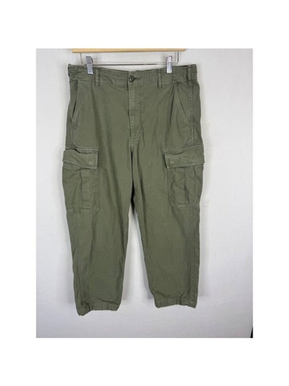 Uniqlo Mens Olive Green Cargo Pants Size M 30-33 Regular Fit Utility 321-463957